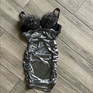 Silver Spiked Boudoir Photoshoot Bodycon Dress Halloween Outfit